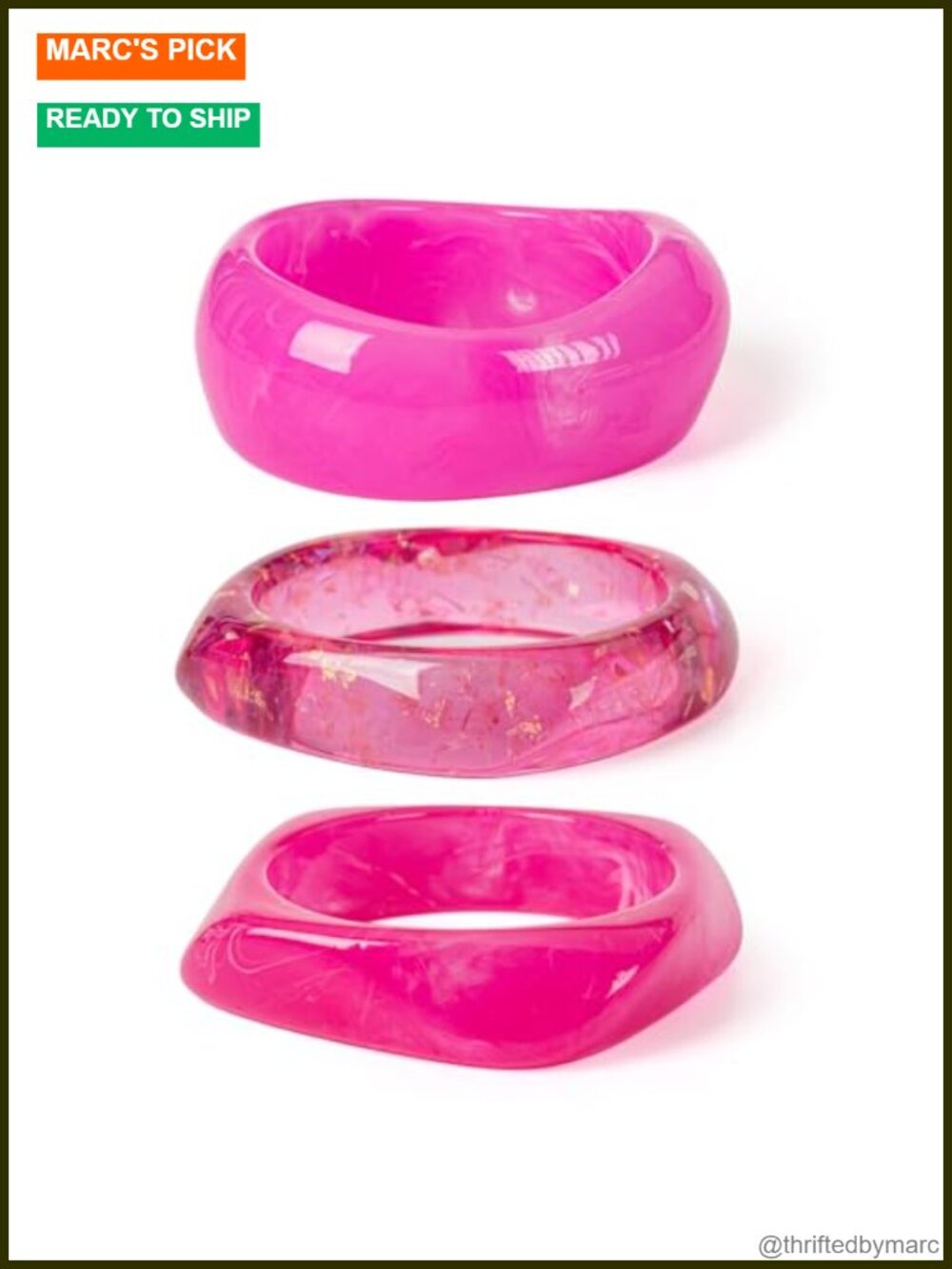Chunky Acrylic Resin Bangle Bracelet Set Irregular Geometric Stackable